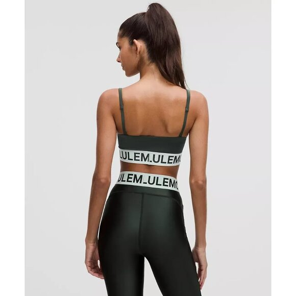 Lululemon Satin Shine Logo Train Bra For A/B Cups Rainforest Green Size M - Picture 4 of 4